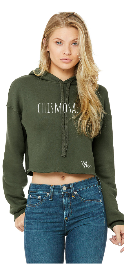 Chismosa - Military Green Cropped Hoodie