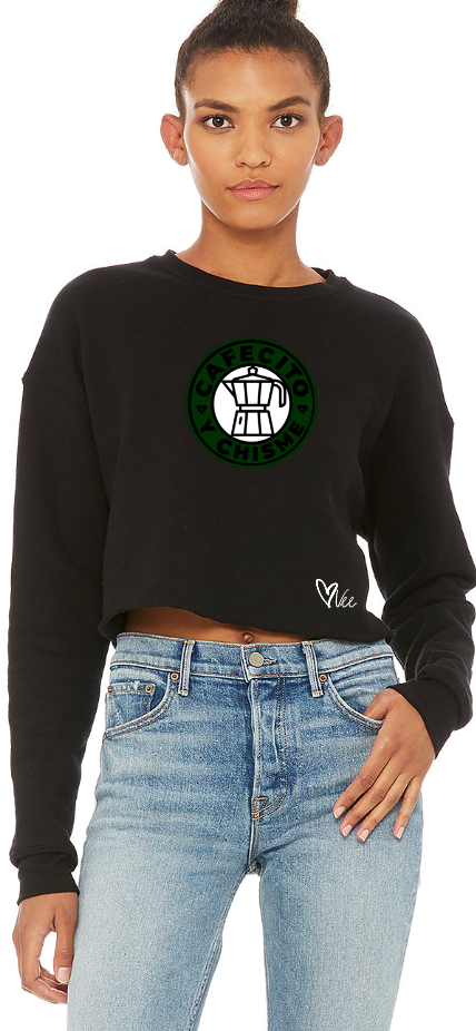 Cafecito y Chisme - Black Cropped Fleece