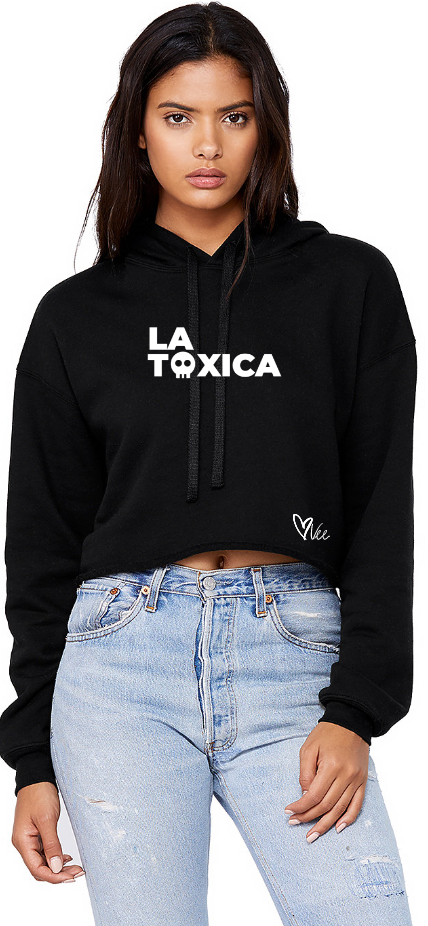 La Toxica Black Cropped Hoodie Vee Official